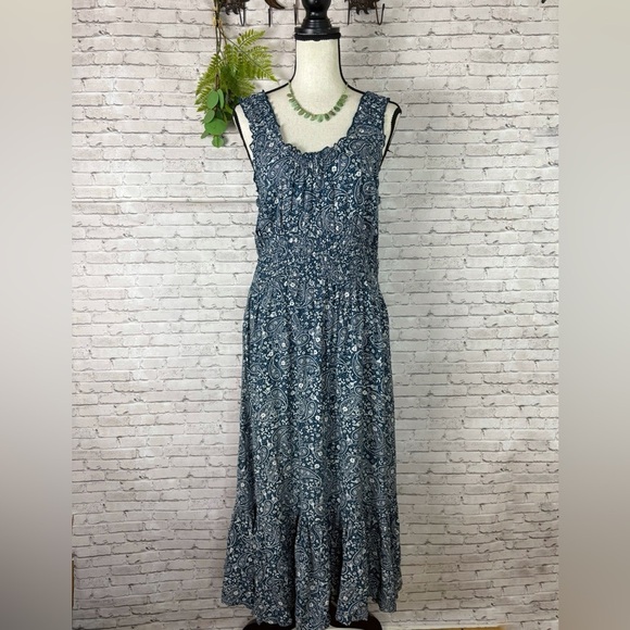 Patrons of Peace Dresses & Skirts - Patrons of Peace Teal Smocked Waist Paisley Maxi Dress